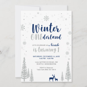 Winter Onederland 1. Geburtstagseinladung - Junge Einladung