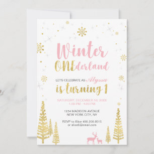 Winter Onederland 1. Geburtstagseinladung - Mädche Einladung
