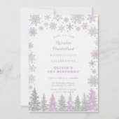 Winter ONEderland 1st Birthday Invitation Editable Einladung (Vorderseite)