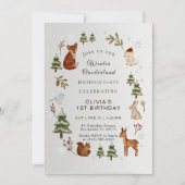 Winter ONEderland 1st Birthday Invitation Editable Einladung (Vorderseite)
