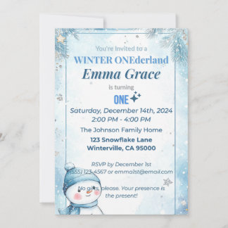 Winter ONEderland 1st Birthday Invitation Einladung