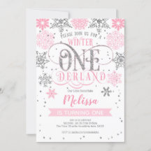 Winter Onederland 1st birthday, Pink silver