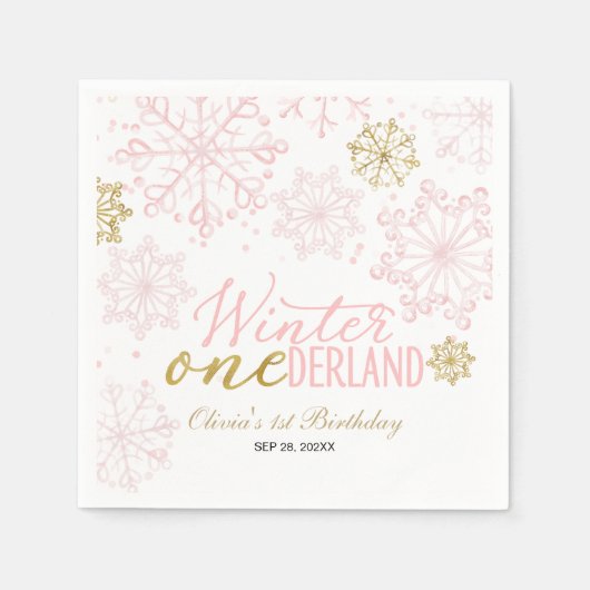 Winter Onederland 1st Birthday Serviette (Vorderseite)