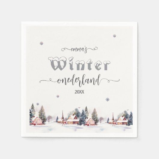 Winter onederland 1st birthday serviette (Vorderseite)