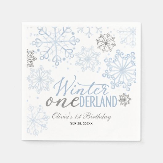 Winter Onederland 1st Birthday Serviette (Vorderseite)