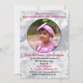 Winter ONEderland 1stt Birthday Snowflake Template Einladung (Vorderseite)