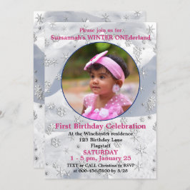 Winter ONEderland 1stt Birthday Snowflake Template Einladung