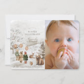 Winter Onederland Animals Kinder 1. Geburtstag Fot Einladung (Vorderseite)