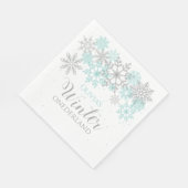 Winter Onederland Aquamarin Silver Erster Geburtst Serviette (Ecke)