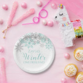 Winter Onederland Aquamarin Silver First Geburtsta Pappteller (Party)