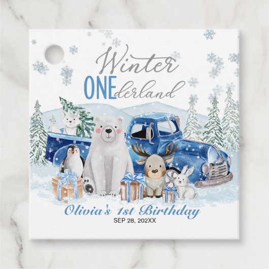 Winter Onederland Arctic Animal Boy 1st Birthday Geschenkanhänger (Vorderseite)