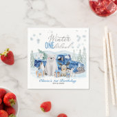 Winter Onederland Arctic Animal Boy 1st Birthday Serviette (Beispiel)
