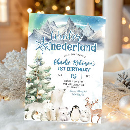 Winter Onederland Arctic Animal Boy First Birthday Einladung