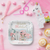 Winter Onederland Arctic Animal Girl 1st Birthday Pappteller (Party)