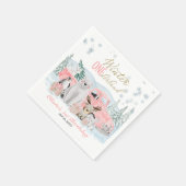 Winter Onederland Arctic Animal Girl 1st Birthday Serviette (Ecke)