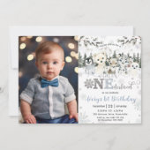 Winter Onederland Arctic Animals 1. Geburtstag Einladung (Vorderseite)