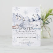 Winter Onederland Arctic Animals 1. Geburtstag Einladung (Stehend Vorderseite)