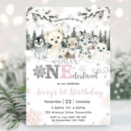 Winter Onederland Arctic Animals Snow 1st Birthday Einladung