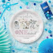 Winter Onederland Arctic Animals Snow 1st Birthday Pappteller (Party)