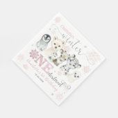 Winter Onederland Arctic Animals Snow 1st Birthday Serviette (Ecke)