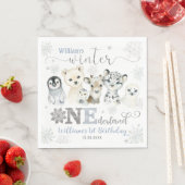 Winter Onederland Arctic Animals Snow 1st Birthday Serviette (Beispiel)