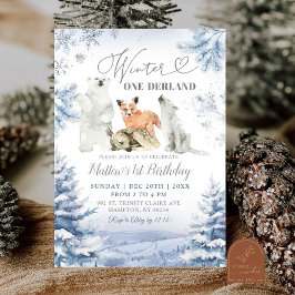 Winter Onederland Arctic Animes erster Geburtstag Einladung