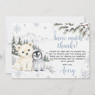 Winter Onederland Arktische Tiere Schnee 1. Geburt Dankeskarte