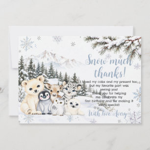 Winter Onederland Arktische Tiere Schnee 1. Geburt Dankeskarte