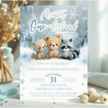 Winter Onederland Bär Baby Blau Erster Geburtstag
