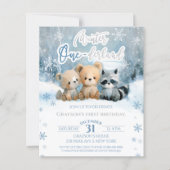 Winter Onederland Bär Blau Erster Geburtstag Budge (Vorderseite)