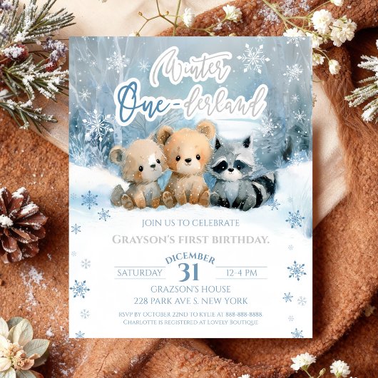 Winter Onederland Bär Blau Erster Geburtstag Budge