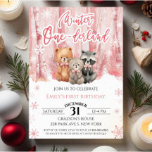 Winter Onederland Bär Rosa Erster Geburtstag