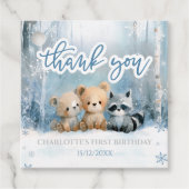 Winter Onederland Bear Blue First Birthday Party Geschenkanhänger (Vorderseite)