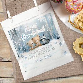 Winter Onederland Bear Blue First Birthday Party Geschenktütchen