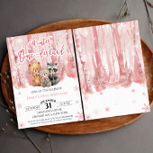 Winter Onederland Bear Pink First Birthday Einladung