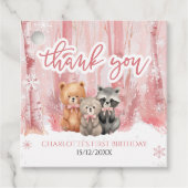 Winter Onederland Bear Pink First Birthday Party Geschenkanhänger (Vorderseite)