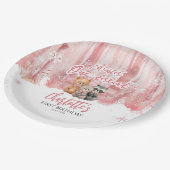 Winter Onederland Bear Pink First Birthday Party Pappteller (Schrägansicht)