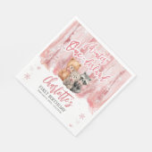 Winter Onederland Bear Pink First Birthday Party Serviette (Ecke)