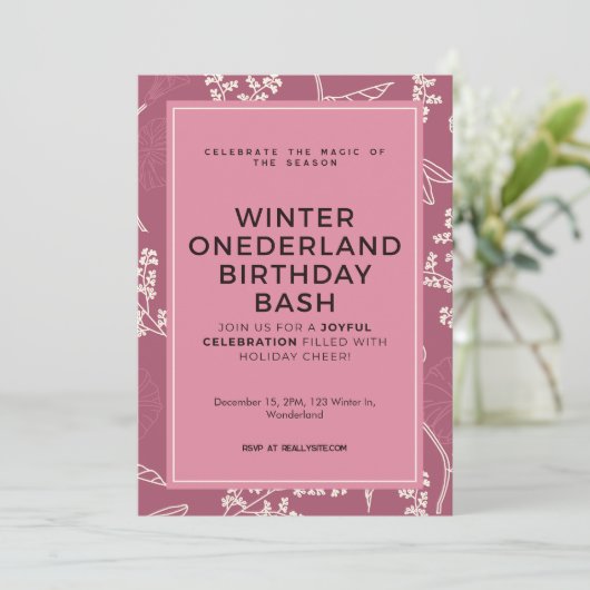 Winter ONEderland Birthday Bash Brauch Einladung (Stehend Vorderseite)