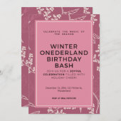 Winter ONEderland Birthday Bash Brauch Einladung (Vorne/Hinten)