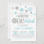 Winter ONEderland Birthday Einladung - Junge - WH (Vorderseite)