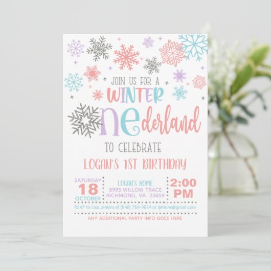 Winter ONEderland Birthday Einladung - PPB - WH (Stehend Vorderseite)