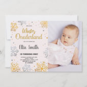 Winter ONEderland Birthday Einladungen Schnee Foto (Vorderseite)