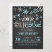 Winter ONEderland Birthday Invitation - Boy - BLK Einladung (Vorderseite)