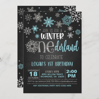 Winter ONEderland Birthday Invitation - Boy - BLK Einladung