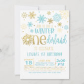 Winter ONEderland Birthday Invitation - Boy - WB Einladung (Vorderseite)