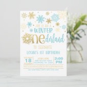 Winter ONEderland Birthday Invitation - Boy - WB Einladung (Stehend Vorderseite)