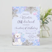 Winter Onederland Birthday Invitation Einladung (Stehend Vorderseite)