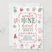 Winter ONEderland Birthday Invite Einladung (Vorderseite)
