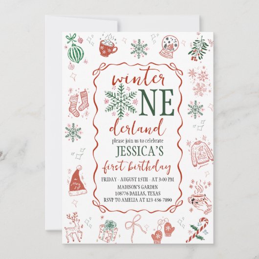 Winter ONEderland Birthday Invite Einladung (Vorderseite)